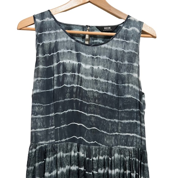 NEUW for Anthropologie Blue/Gray Shibori Cutout Maxi Dress Size Large - Picture 6 of 14